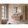 Legnobagno Mobile Bagno Sospeso 120 cm Rovere Chalet Doppio Lavabo con Specchio LED - Verso