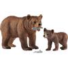 Schleich Femmina di orso grizzly con cucciolo