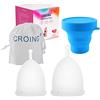 CROING 𝗖𝗼𝗽𝗽𝗲𝘁𝘁𝗮 𝗠𝗲𝘀𝘁𝗿𝘂𝗮𝗹𝗲 2 Pezzi Coppe mestruali (Bianca)