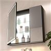 KWW LED Illuminato Bagno Medicine Cabinet con Specchio, Temperatura di Colore Regolabile, Luci Dimmabili Anti-Nebbia, Outlet & USBs (Luminescenza interna-2 ante-75×70)