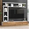 REXO Set da parete da 3 pezzi con vetrine, 180 x 35 x 22,5 cm, mensola e mensola da parete (verticale + sospesa), per TV fino a 80, bianco + effetto rovere