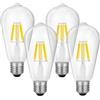 Jiehe Lampadina Vintage Edison E27 Dimmerabile, 6W ST64 2700K, 4 Pezzi | 820LM, Luce Bianco Caldo, Risparmio Energetico E27 filamento led Lampadina