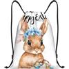 Generic Borsa Sportivazaino con Cordone per Nuoto Spiaggia All'Aperto 36X42Cm Regolabile Unisex Borsa con Cordoncino Brown Easter Bunny