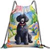 Generic Zaino con Coulisse Black Poodle Spring Path Sacca da Palestra Leggero Sacchetta Sportiva Resistente Borsa con Coulisse per Unisex Viaggi Scuola
