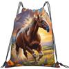Generic Zaino con Coulisse Sunset Horse Flowers Borsa con Coulisse Grande capacità Sacca da Palestra Impermeabile Drawstring Backpack per Spiaggia Viaggi Vacanze