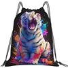 Generic Zaino con Coulisse Colour Tiger Drawstring Backpack Leggero Borsa con Coulisse Resistente Sacca da Palestra per Vacanze Unisex Scuola