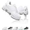 NKWVHI Scarpe con Rotelle Bambino, 2 in 1 Scarpe con Automatiche Rotelle Retrattile,Pattini a 4 Ruote Deformati e Sneakers per Bambino Come Regali di Natale e Compleanno (Silver White, 35)