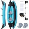 HOMASIS Kayak Gonfiabile a 2 Posti, Canoa Gonfiabile Portatile con 2 Sedili Imbottiti, 2 Pagaie in Alluminio, 3 Camere d'Aria e Pompa a Pedale, Kayak da Pesca in PVC per Lago e Mare, 321 x 92 x 45 cm