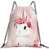 Generic Zaino con Coulisse Pink Bunny Rabbit Sacchetta Sportiva Leggero Sacca da Palestra Grande capacità Borsa con Coulisse per Vacanze Unisex Viaggi