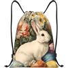 Generic Tasche con Coulissesacca da Palestra per Vacanze Uomo Yoga 36X42Cm Pieghevole Moda Borsa con Coulisse Spring Easter Bunny