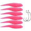 NexRen Set di esche morbide per girini, 6 pezzi, 10 cm, con coda lunga 10 cm, esche galleggianti con ganci in metallo, per spigola, luccio, trota, pesca sportiva all'aria aperta (rosa)