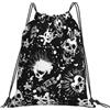 Generic Tasche con Coulissesacca Sportiva per Shopping Donna Vita Quotidiana 36X42Cm Unisex Regolabile Borsa Palestra White Punk Skull Print