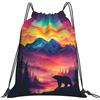 Generic Zaino con Coulisse Bear Sunset Forests Borsa con Coulisse Grande capacità Sacchetta Sportiva Resistente Sacca da Palestra per Spiaggia Viaggi Scuola