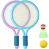 Whyzsjnclg Set da badminton per bambini da 4 pezzi, sicuro interattivo per bambini che praticano sport all'aria aperta, include 2 racchette e 2 palline diverse Set di racchette da tennis per a misura di