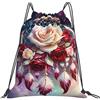 Generic Zaino con Coulisse Roses Flower Dream Catcher Drawstring Backpack Grande capacità Sacca da Palestra Resistente Borsa con Coulisse per Viaggi Spiaggia Unisex