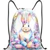 Generic Borsa Sportivazaini Sportivi per Donna Vita Quotidiana Yoga 36X42Cm Moda Pieghevole Borsa con Coulisse Purple Flower Bunny