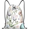 Generic Borsa con Cordoncinosacca con Cordoncino per Campeggio Vacanze Spiaggia 36X42Cm Pieghevole Unisex Borsa Palestra Butterfly Easter Bunny