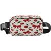 ISAOA Marsupio a tracolla alla moda marsupio con cinghia regolabile Dream Red Cherry e fiocco per allenamento, shopping, viaggi, escursionismo
