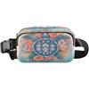 ISAOA Marsupio a tracolla, alla moda, marsupio con cinghia regolabile, motivo tartaruga marina, fiore rosa, per allenamento, shopping, viaggi, escursionismo