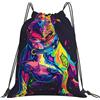 Generic Zaino con Coulisse Neon Pit Bull Dog Drawstring Backpack Leggero Sportiva Zainetto Pieghevole Sacca da Palestra per Scuola Viaggi Spiaggia