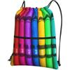 YYHHAOFA Zaino con cerniera e coulisse con stampa pastelli colorati - borsone leggero impermeabile da palestra con tasca per viaggi, sport, yoga