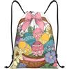 Generic Borsa Sportivasacca Sportiva per Nuoto Donna Vita Quotidiana 36X42Cm Pieghevole Unisex Borsa con Cordoncino Flower Basket Easter Egg