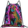 Generic Zaino con Coulisse Colorful Neon Star And Leopard Sacca da Palestra Leggero Sportiva Zainetto Impermeabile Sacchetta Sportiva per Viaggi Unisex Spiaggia