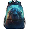 Linnyio Cool Leone Marino Blu Zaino Scolastico per Ragazzi Ragazze,Borse per Libri e Studenti Alla Moda
