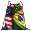 Generic Borsa con Cordoncinozaino con Cordone per Campeggio Donna Vita Quotidiana 36X42Cm Unisex Pieghevole Borsa Palestra American And Brazilian Flags Print