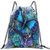 Generic Zaino con Coulisse Blue Butterfly Flower Sacchetta Sportiva Leggero Sacca da Palestra Pieghevole Drawstring Backpack per Spiaggia Scuola Vacanze