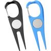 PACKOVE 2pezzi Strumento Divot Golf Inox Colorati Nero e Blu Forcella Portatile per Riparazione Zolle Erbose Outdoor Accessori Golf Leggeri e Pratici