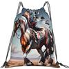 Generic Zaino con Coulisse Tribal Horse Sacchetta Sportiva Leggero Drawstring Backpack Resistente Borsa con Coulisse per Vacanze Viaggi Spiaggia