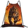Generic Zaino con Coulisse Flame Leopard Borsa con Coulisse Grande capacità Sacchetta Sportiva Impermeabile Sportiva Zainetto per Scuola Unisex Spiaggia