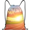 Generic Borsa Sportivasacca Sportiva per Campeggio Vacanze Uomo 36X42Cm Moda Pieghevole Borsa con Cordoncino Running Track Sunset