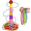 Yunhgft Gioco di Lancio Anelli per Bambini, Set Giochi da Giardino e da Esterno, Giocattolo Impilabile per Divertimento all'Aperto, Palo per lancio anelli + 18 anelli (colori casuali)