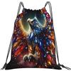 Generic Zaino con Coulisse Colorful Gem Eagle Pattern Drawstring Backpack Resistente Sacchetta Sportiva Grande capacità Sacca da Palestra per Spiaggia Viaggi Vacanze