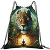 Generic Zaino con Coulisse Leopard Sacca da Palestra Pieghevole Borsa con Coulisse Impermeabile Sacchetta Sportiva per Spiaggia Viaggi Scuola