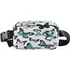 ISAOA Marsupio a tracolla alla moda marsupio con cinghia regolabile Dream turchese nero bianco farfalla per allenamento, shopping, viaggi, escursionismo