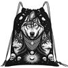 Generic Zaino con Coulisse Wolf Moon Skull Sacchetta Sportiva Pieghevole Sportiva Zainetto Grande capacità Sacca da Palestra per Unisex Spiaggia Scuola