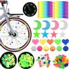 KORVANO 216 Pezzi Accessori Decorativi per Raggi di Bicicletta, Perline Colorate Riflettenti per Raggi Ruota, Disponibili in Forme di Luna, Stella, Cuore e Perle Rotonde, Adatti per Uomo e Donna
