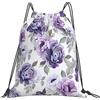 Generic Zaino con Coulisse Purple Peony Flower Drawstring Backpack Leggero Borsa con Coulisse Resistente Sportiva Zainetto per Unisex Scuola Spiaggia