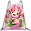 Generic Zaino con Coulisse Pink Axolotl Flower Borsa con Coulisse Grande capacità Sacchetta Sportiva Impermeabile Sacca da Palestra per Viaggi Spiaggia Vacanze