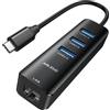 ABLEWE Adattatore USB C Ethernet,Hub USB C Ethernet con 1000Mbps LAN e 3 Porte USB 3.0,Adattatore Ethernet USB C Gigabit RJ45 per MacBook Air/Pro,iPad Pro,Chromebook,Surface, XPS,ecc.-Alluminio Nero