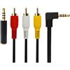 QiCheng&LYS Cavo jack 3.5 to rca ,Cavetto av out cavo per MP3/PC 3.5 mm a 3 RCA maschio a RCA stereo audio video maschio cavo AUX di 90 gradi ad angolo retto 1,5 m