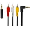 QiCheng&LYS Audio video cable Av 3,5 out rca, Per MP3/PC,3.5 mm a RCA spina maschio a RCA stereo audio video maschio cavo AUX 3.5 Elbow to 3rca 2.5m