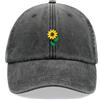 Cap Base Cappello da baseball con girasole vintage lavato unisex cappello da papà regolabile fiore giardinaggio, Nero , Taglia unica