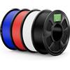 DEEPLEE Filamento PLA+ 2.0 1.75 mm, Alta Tenacità e Finitura Liscia, Pack 4 kg: Nero + Bianco + Rosso + Blu (4×1 kg), Precisione ±0.02 mm per Stampanti 3D FDM