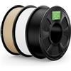DEEPLEE Filamento PLA+ 2.0 1.75 mm, Alta Tenacità e Finitura Liscia, Pack 3 kg: Nero + Bianco + Beige (3×1 kg), Precisione ±0.02 mm per Stampanti 3D FDM