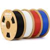 DEEPLEE Filamento PLA Basic 1.75 mm, Pack 4 kg: Nero + Bianco + Rosso + Blu (4×1 kg), Precisione ±0.02 mm, Avvolgimento Antiostruzione per Stampanti FDM