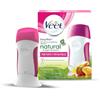 Veet Kit Roll-on Scaldacera Professionale Easy Wax Natural Inspiration, Inclusi Rullo Scaldacera Elettrico, 1 Ricarica di Cera 50ml, 12 Strisce e Salvietta Post-Epilazione, 90% Ingredienti Naturali